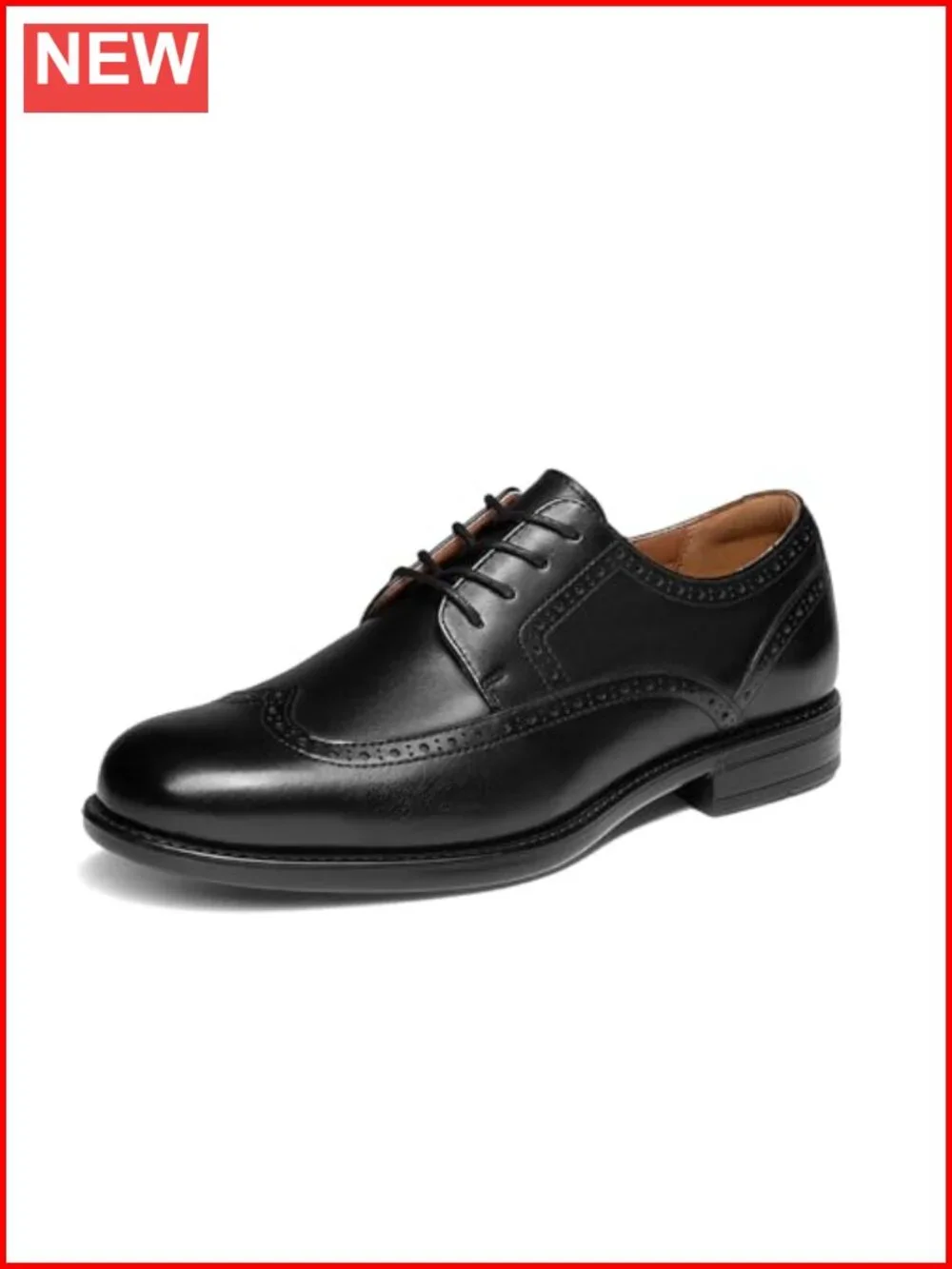 Men's Full Grain Leather Wingtip Oxfords Flexible Forefoot Dress Shoes for Work